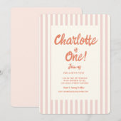 Handschrift Roze Pastel Retro Baby Verjaardag Kaart (Voorkant / Achterkant)