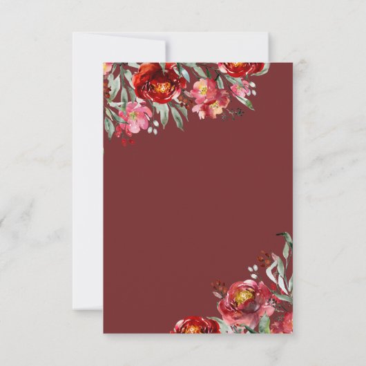 Handschrift RSVP Bourgogne Rode Herfst Bloemen (Achterkant)