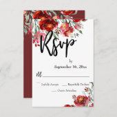 Handschrift RSVP Bourgogne Rode Herfst Bloemen (Voorkant / Achterkant)