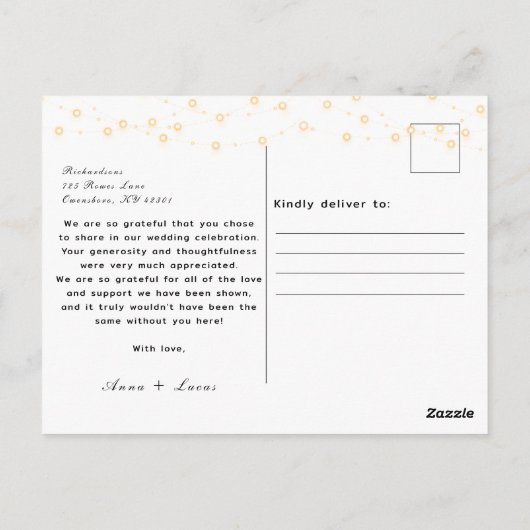 Handschrift rustieke bruiloft foto Dank u Briefkaart (Achterkant)