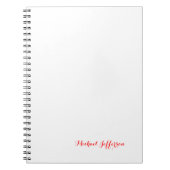 Handschrift Schrift Elegant Eenvoudig Rood Wit Notitieboek (Voorkant)