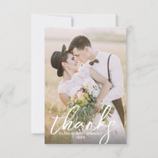 Handschrift script 2 Fotobruiloft Hartelijk dank Bedankkaart (Voorkant)