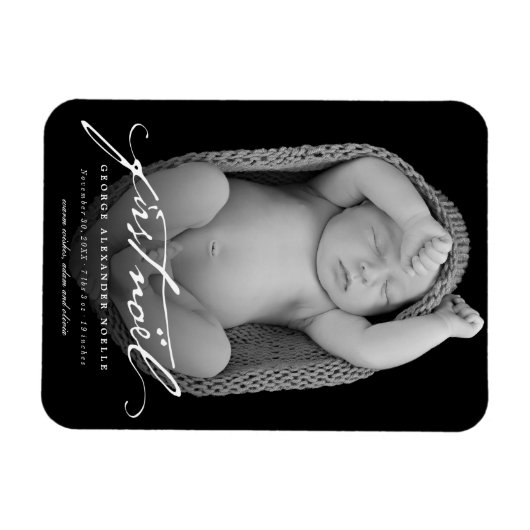  handschrift script baby's eerste nieuwe foto magneet (Horizontaal)