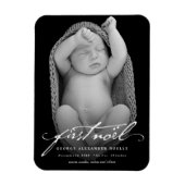  handschrift script baby's eerste nieuwe foto magneet (Verticaal)