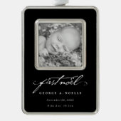  handschrift script baby's eerste nieuwe foto verzilverd omlijst ornament (Voorkant)