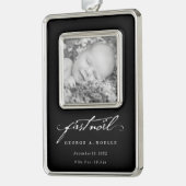  handschrift script baby's eerste nieuwe foto verzilverd omlijst ornament (Links)