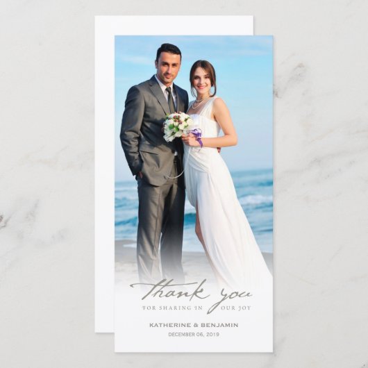  handschrift script Classic Photo Wedding Bedankkaart (Voorkant / Achterkant)