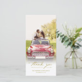 handschrift script Classic Photo Wedding Bedankkaart (Staand voorkant)