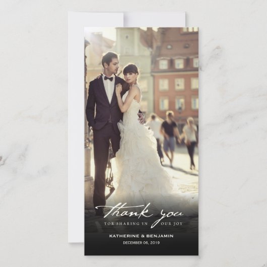 handschrift script Classic Photo Wedding Bedankkaart (Voorkant)