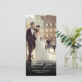handschrift script Classic Photo Wedding Bedankkaart (Staand voorkant)