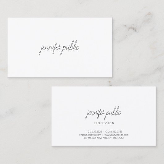 Handschrift Script Eenvoudige Sjabloon Professiona Visitekaartje (Voorkant / Achterkant)