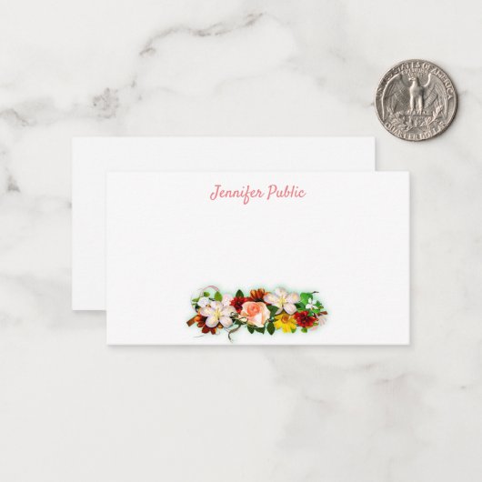 Handschrift Script Elegant Kleurrijke Waterverf Notitiekaartje (Voorkant / Achterkant in situ)