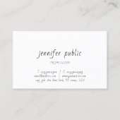Handschrift Script Elegant Modern Eenvoudige Sjabl Visitekaartje (Voorkant)