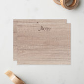 Handschrift Script Elegant Natural Wood Kijk Notitiekaartje (Voorkant / Achterkant in situ)