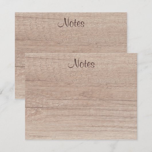 Handschrift Script Elegant Natural Wood Kijk Notitiekaartje (Voorkant / Achterkant)