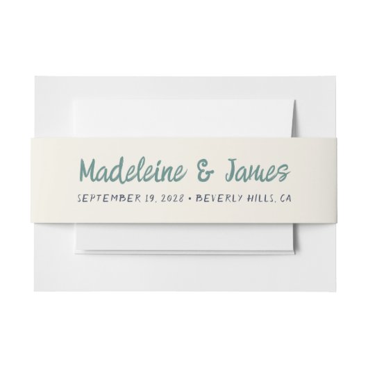 Handschrift Script Groen Blauw Retro Bruiloft Uitnodigingen Wikkel (Voorkant Voorbeeld)