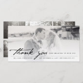  handschrift script, klassieke 6-fotobruiloft bedankkaart (Voorkant / Achterkant)
