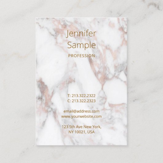 Handschrift Script legant Roos Gold Marble Visitekaartje (Achterkant)