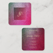 Handschrift Script Modern Elite Glitter Sjabloon Vierkante Visitekaartje (Voorkant / Achterkant)