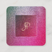 Handschrift Script Modern Elite Glitter Sjabloon Vierkante Visitekaartje (Voorkant)