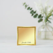 Handschrift Script Modern Goud Glitter Elegant Vierkante Visitekaartje (Staand voorkant)