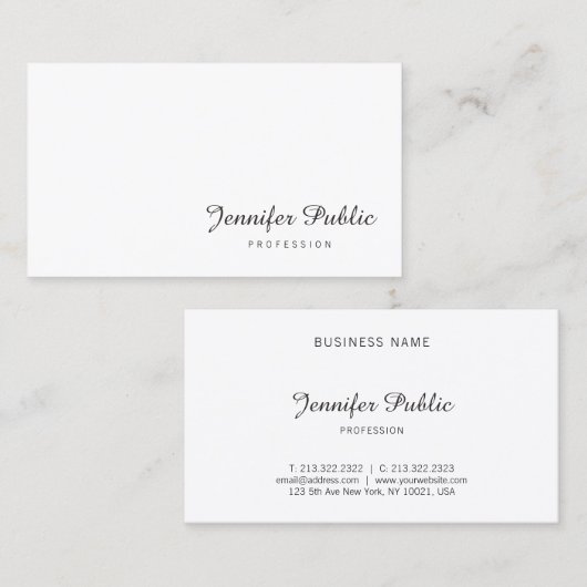 Handschrift Script naam Elegant Minimalist Modern Visitekaartje (Voorkant / Achterkant)