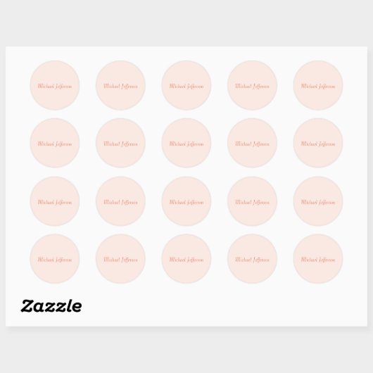 Handschrift Script Naam Elegant Plain Simple Ronde Sticker (Vel)