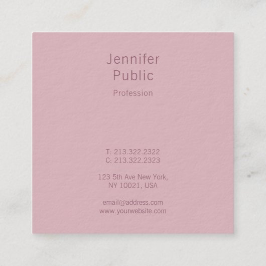 Handschrift Script Naam Modern Elegant Sjabloon Vierkante Visitekaartje (Achterkant)