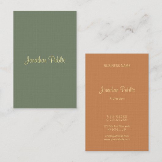 Handschrift Script Naam Professional Luxurious Visitekaartje (Voorkant / Achterkant)