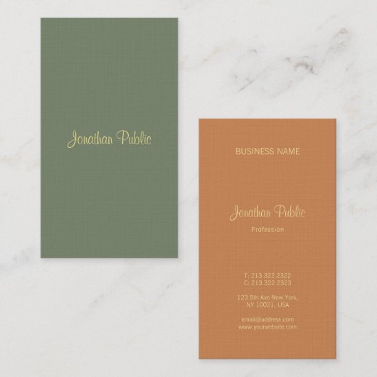 Handschrift Script Naam Sjabloon Modern Elegant Visitekaartje (Voorkant / Achterkant)