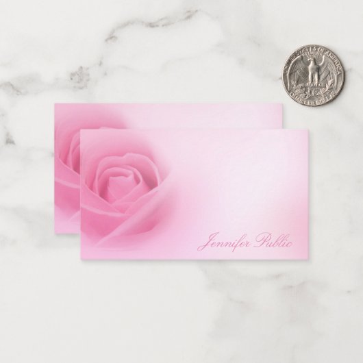 Handschrift Script Naam Waterverf Roze Rose Chic Notitiekaartje (Voorkant / Achterkant in situ)