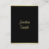 Handschrift Script Naam Zwart Goud Modern Sjabloon Visitekaartje (Voorkant)