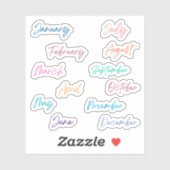 Handschrift Script Rainbow Maanden van het Jaar Sticker (Vel)