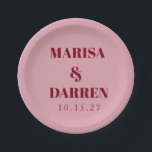 Handschrift Script Red Pink Custom Wedding Papieren Bordje<br><div class="desc">Serveer uw gasten in stijl met deze gepersonaliseerde borden op trouwpapier met een elegant handschrift in romantisch rood en roze. Ideaal voor bruiloftsrecepties, vrijgezellenfeesten, repetitiediners en verlovingsfeesten, deze duurzame borden voegen een gecoördineerd tintje toe aan uw tafeldecor. Pas aan met uw namen, initialen of trouwdatum voor een stijlvol detail dat...</div>