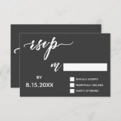 Handschrift Script RSVP in vet wit op donker grijs (Voorkant / Achterkant)