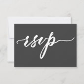 Handschrift Script RSVP in vet wit op donker grijs Kaartje (Achterkant)