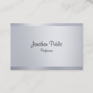 Handschrift Script Sjabloon Modern Faux Silver Visitekaartje