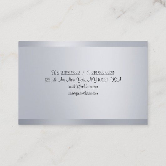 Handschrift Script Sjabloon Modern Faux Silver Visitekaartje (Achterkant)