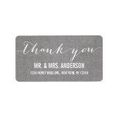 Handschrift Script Weddenschap Bedankt Grijze Line Etiket (Voorkant)