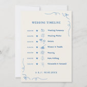 Handschrift Script Wedding Welcome Timeline Kaart (Achterkant)