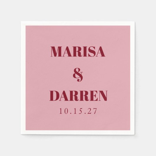 Handschrift Script Whisky Rood Roze Custom Wedding Servet (Voorkant)