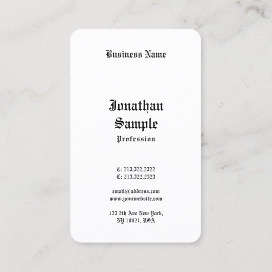 Handschrift Script zwart wit, klassieke retrolook Visitekaartje (Achterkant)