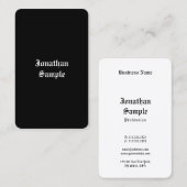 Handschrift Script zwart wit, klassieke retrolook Visitekaartje (Voorkant / Achterkant)