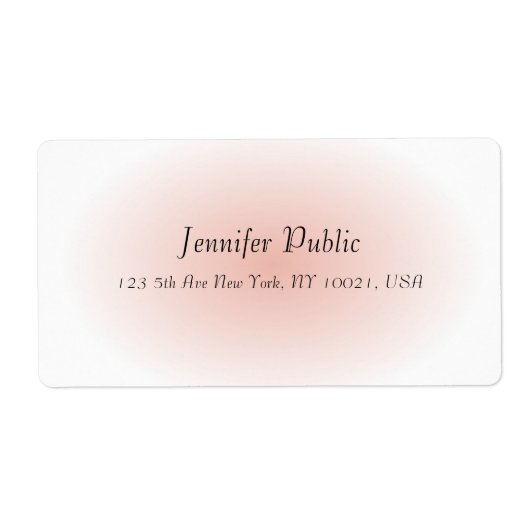 Handschrift Sjabloon Blush Pink White elegant Etiket (Voorkant)