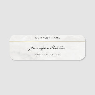 Handschrift Sjabloon Witte marmer Gold Elegant Naamplaatje