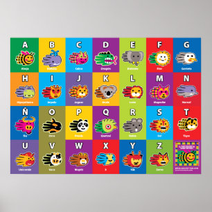 Handschrift Spaans ABC-alfabet voor kinderen Poster