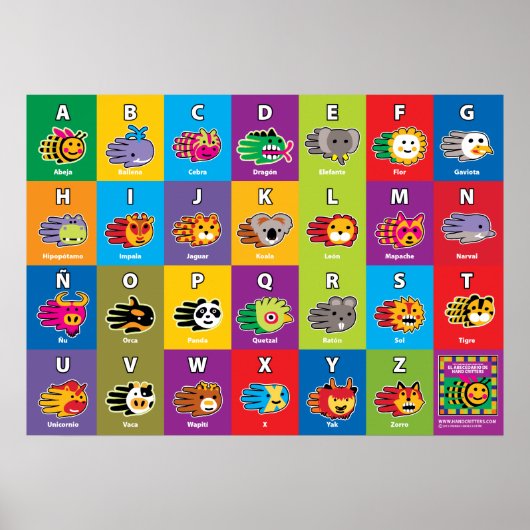 Handschrift Spaans ABC-alfabet voor kinderen Poster (Voorkant)