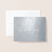 Handschrift stijl kalligrafie dank u zilver folie kaarten (Voorkant met envelop)