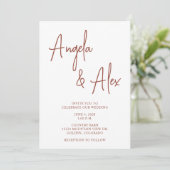 Handschrift Stijl Script Terracotta Bruiloft Kaart (Staand voorkant)