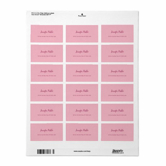 Handschrift Tekst handschrift Elegant roze modern  Etiket (Full Sheet)